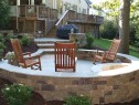 Bluestone circle patio with sitting wall