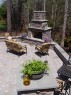 Outdoor Fireplace on multi-level paver patio